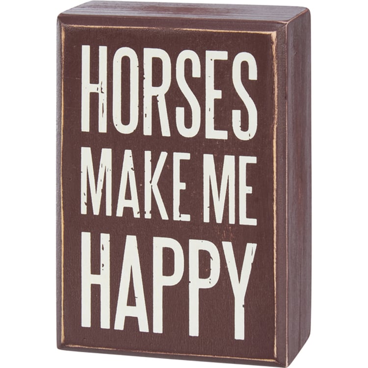 Primitives By Kathy Horses Make Me Happy Box Sign And Sock Set