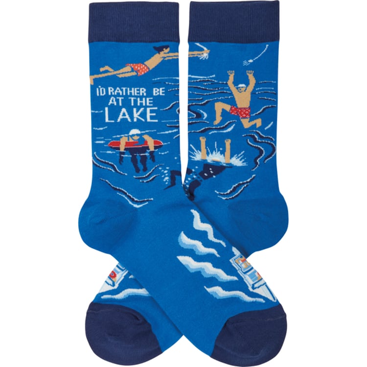 Primitives By Kathy I'd Rather Be At The Lake Socks