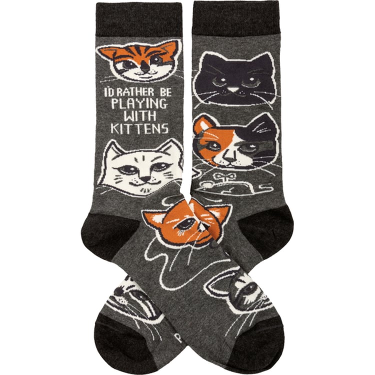 Primitives By Kathy I'd Rather Be Playing With Kittens Socks