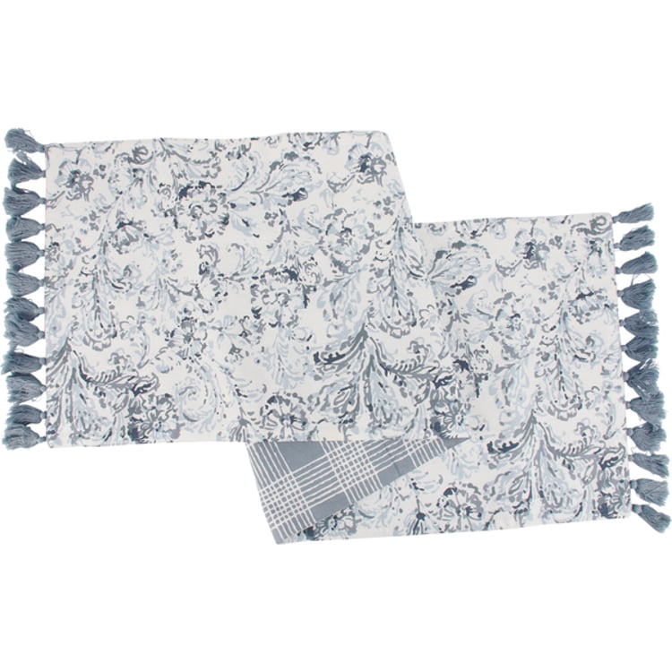 primitives by kathy Indigo Blue Floral Table Runner