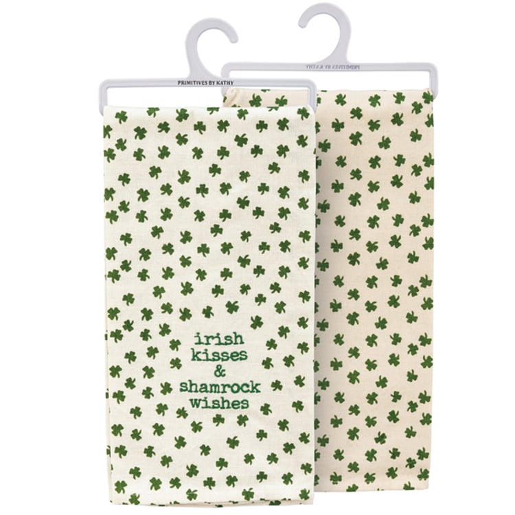 primitives by kathy Irish Kisses & Shamrock Wishes Kitchen Towel