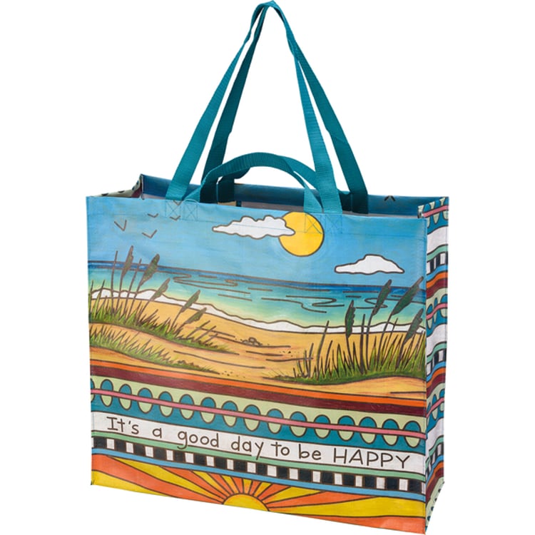 primitives by kathy It's A Good Day To Be Happy Shopping Tote