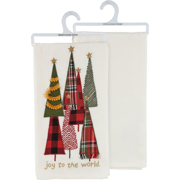 primitives by kathy Joy To The World Tree Kitchen Towel