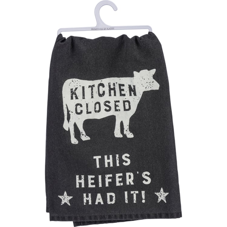 primitives by kathy Kitchen Closed This Heifer's Had Kitchen Towel
