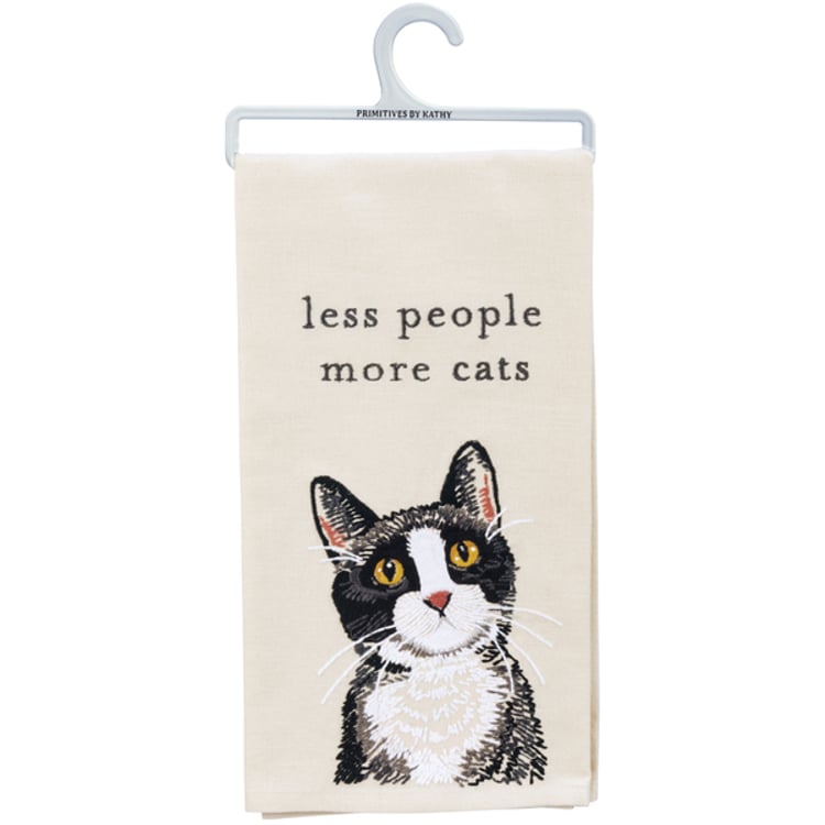 primitives by kathy Less People More Cats Kitchen Towel