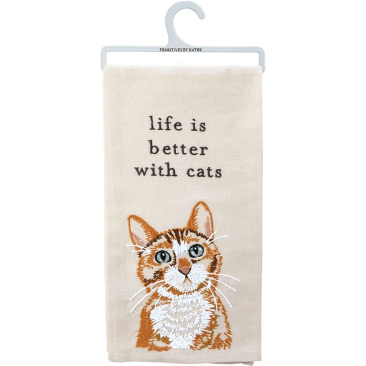 Primitives By Kathy Life Is Better With Cats Kitchen Towel