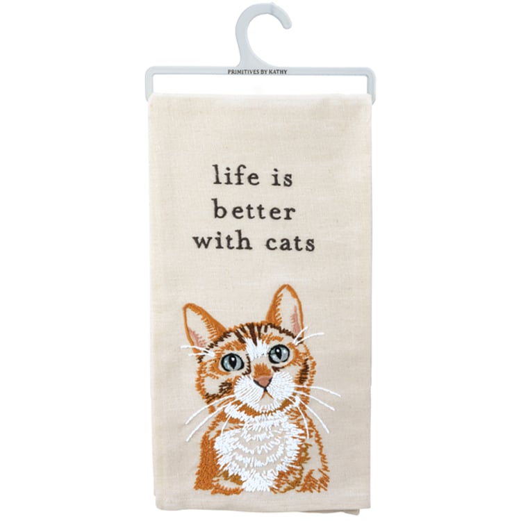 primitives by kathy Life Is Better With Cats Kitchen Towel