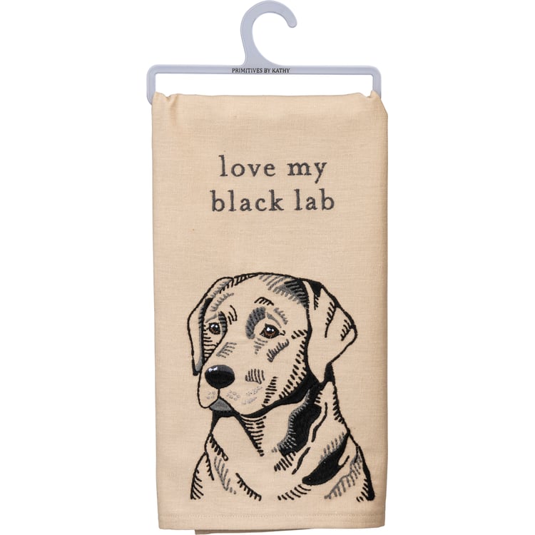 primitives by kathy Love My Black Lab Kitchen Towel