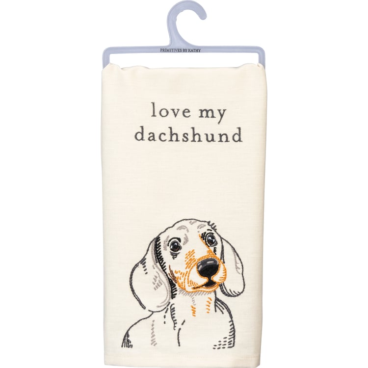 primitives by kathy Love My Dachshund Kitchen Towel