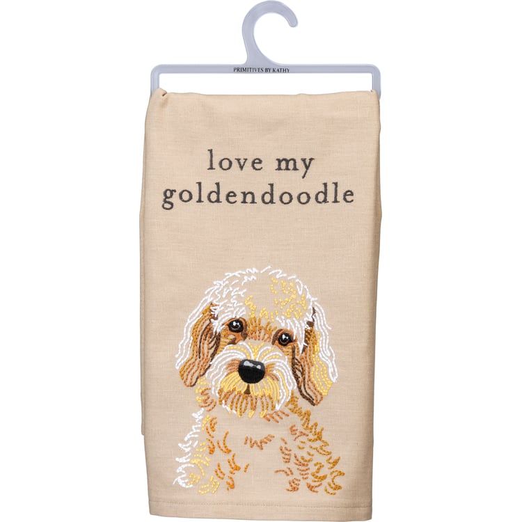 primitives by kathy Love My Goldendoodle Kitchen Towel