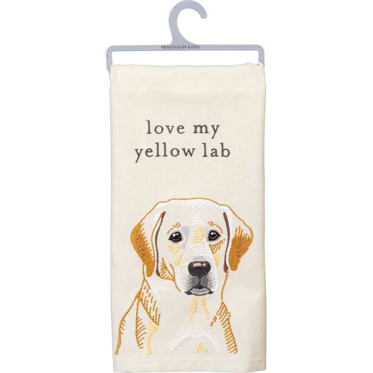 primitives by kathy Love My Yellow Lab Kitchen Towel