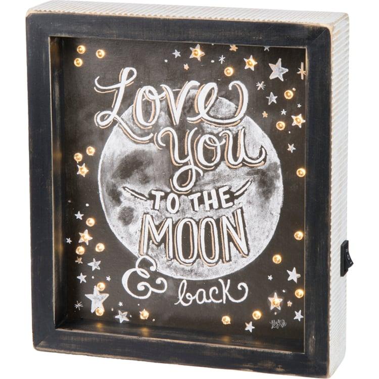 primitives by kathy Love You To The Moon And Back Lighted Chalk Sign