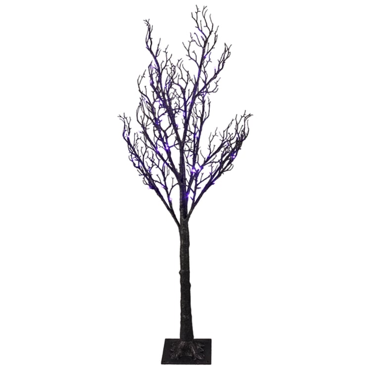 primitives by kathy Medium Lighted Black Glitter Tree