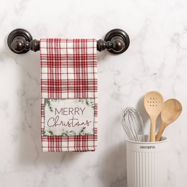 Primitives By Kathy Merry Christmas Red Plaid Kitchen Towel