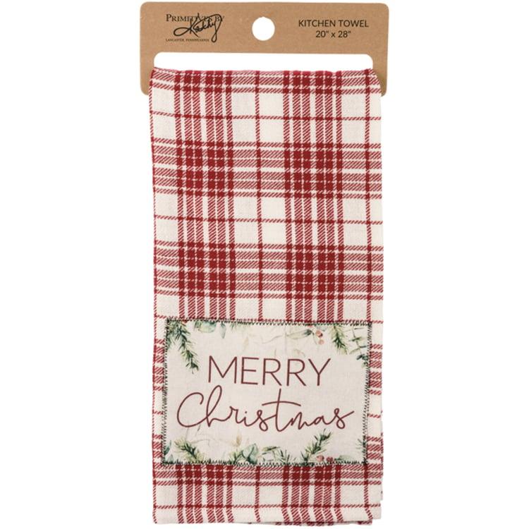 Primitives By Kathy Merry Christmas Red Plaid Kitchen Towel