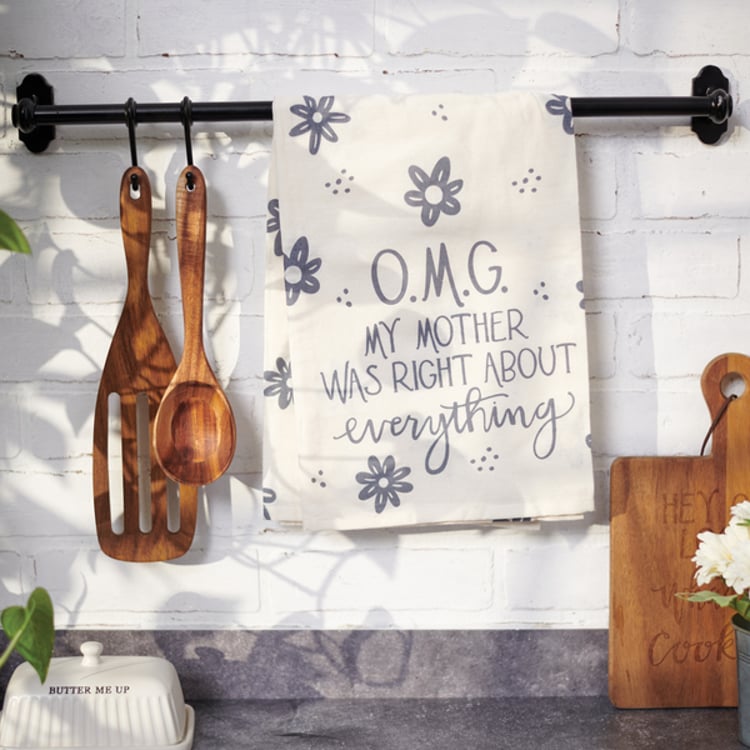 Primitives By Kathy Mother Was Right Floral Kitchen Towel