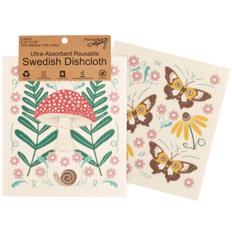 primitives by kathy Mushroom Art Swedish Dishcloth Set