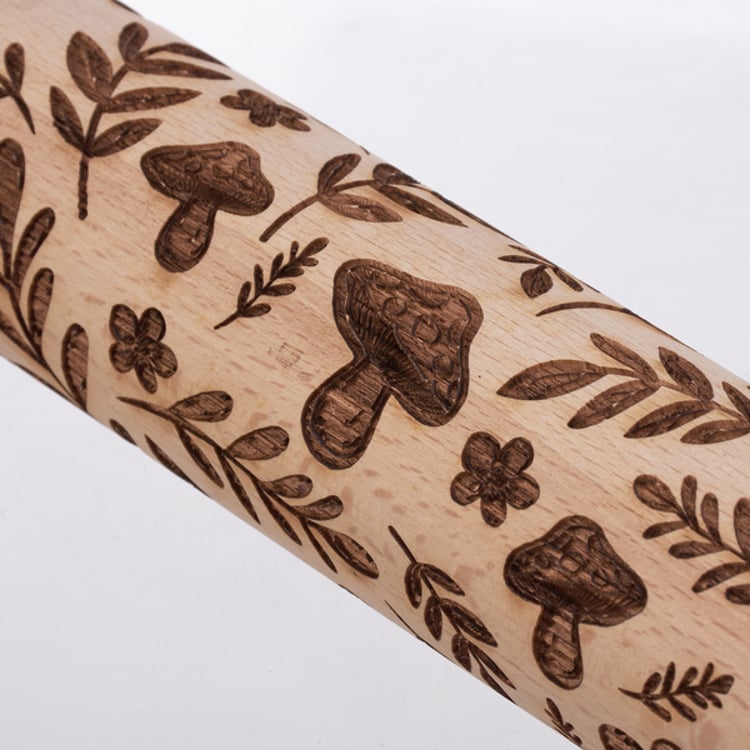 Primitives By Kathy Mushrooms Small Embossing Rolling Pin