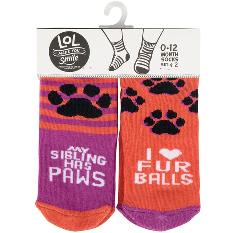 Primitives By Kathy My Sibling Has Paws Baby Sock Set