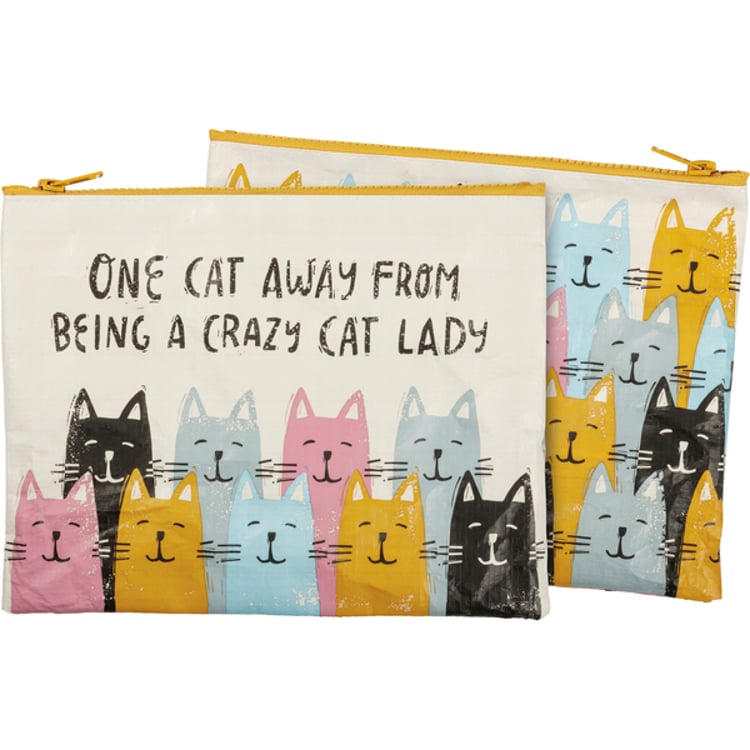 primitives by kathy One Cat Away From Crazy Cat Lady Zipper Pouch
