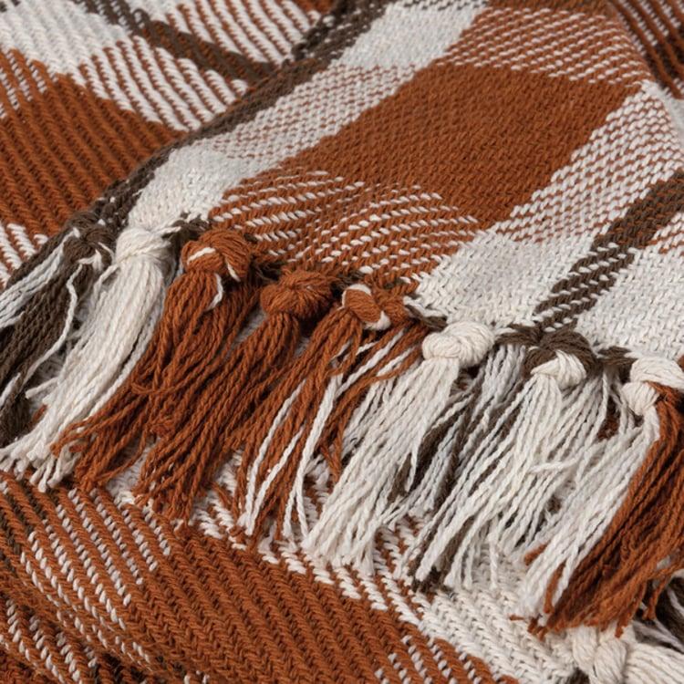 Primitives By Kathy Orange Fall Plaid Throw Blanket