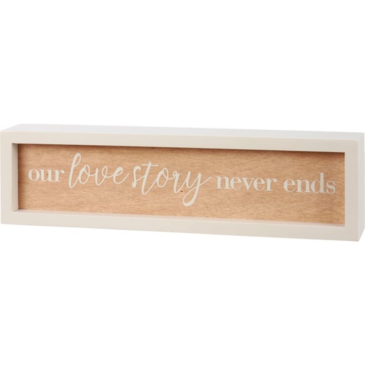 primitives by kathy Our Love Story Never Ends Inset Box Sign
