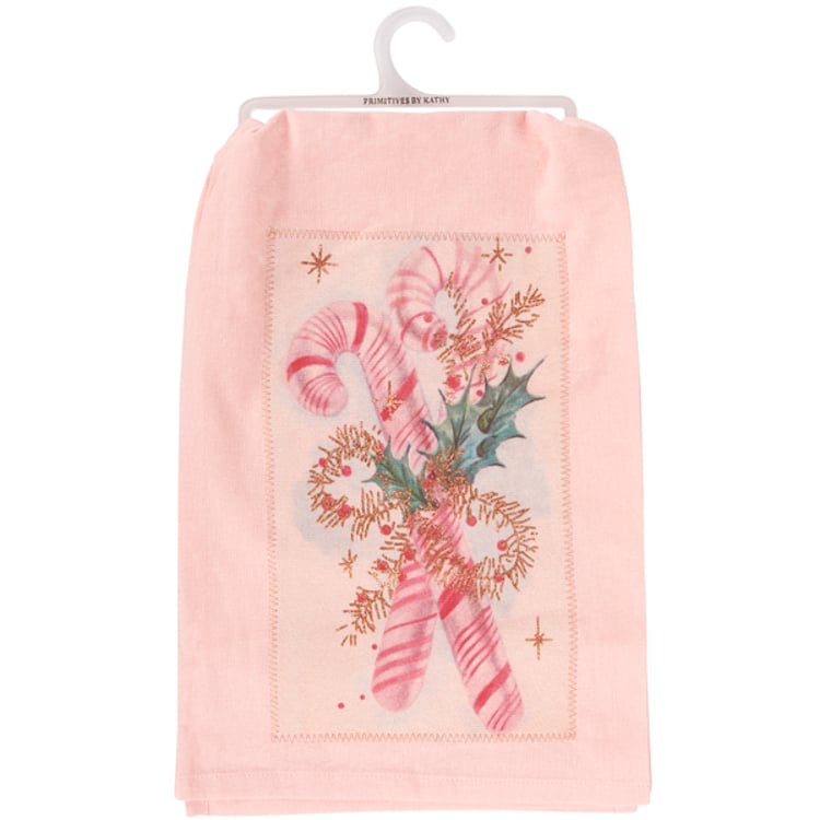 primitives by kathy Pastel Candy Canes Kitchen Towel
