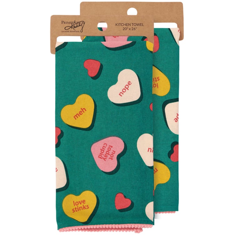 primitives by kathy Anti Valentine Kitchen Towel