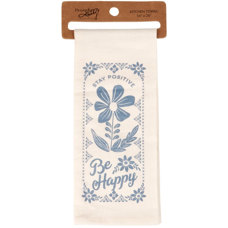 primitives by kathy Be Happy Kitchen Towel