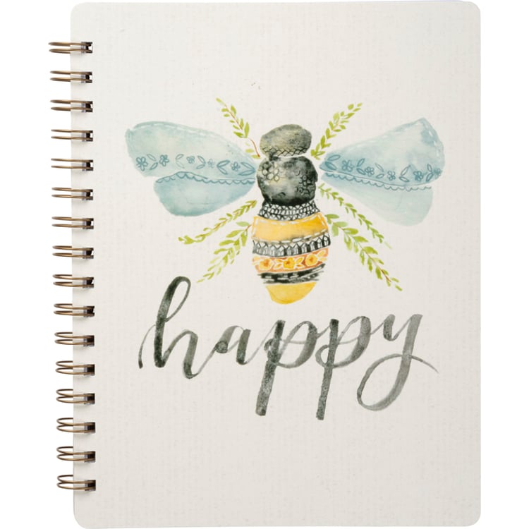 Primitives By Kathy Be Happy Spiral Notebook