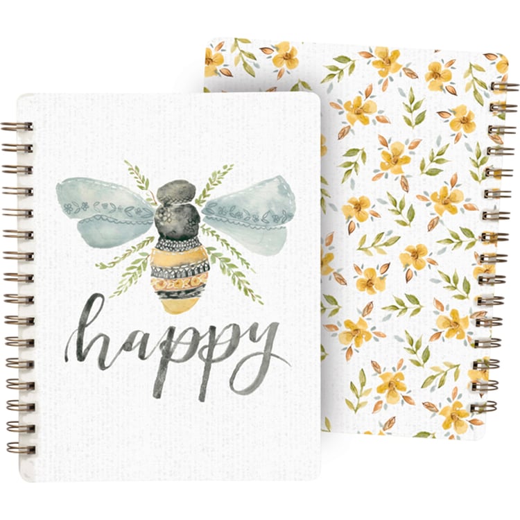 primitives by kathy Be Happy Spiral Notebook