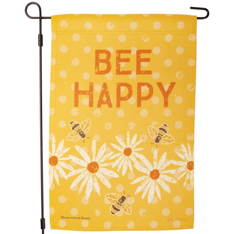primitives by kathy Bee Happy Garden Flag