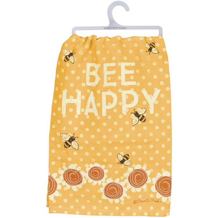 Primitives By Kathy Bee Happy Yellow Kitchen Towel