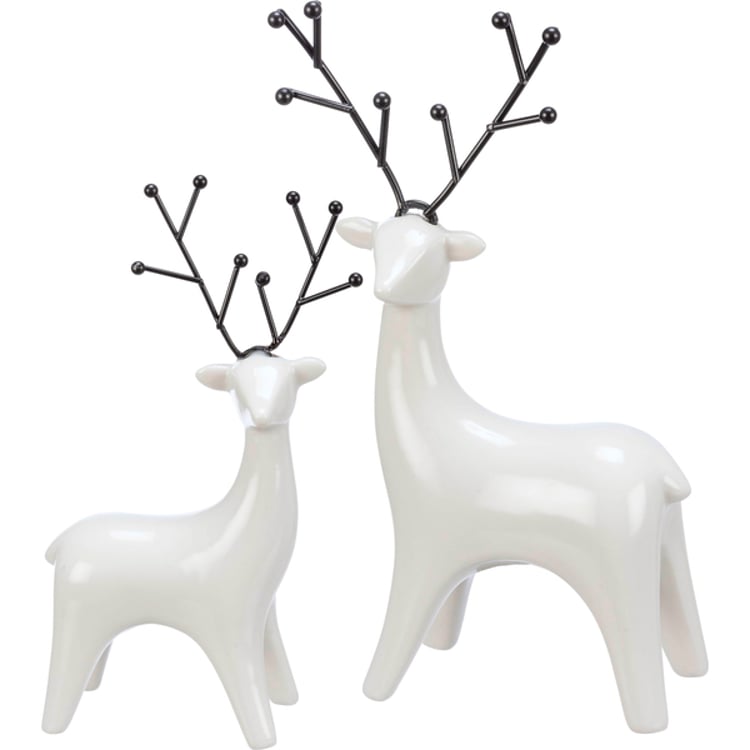 primitives by kathy Black & White Deer Figurine Set