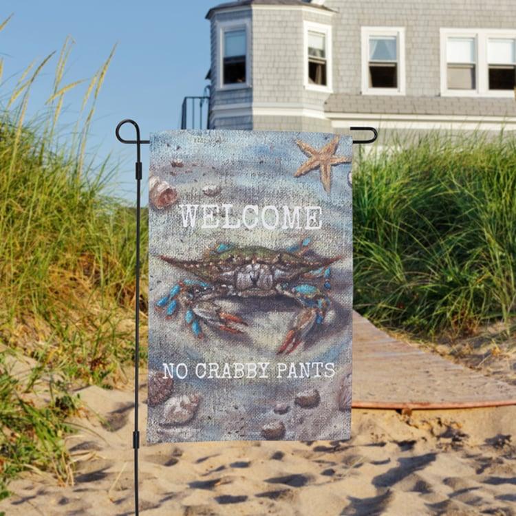 Primitives By Kathy Blue Crab Welcome Garden Flag