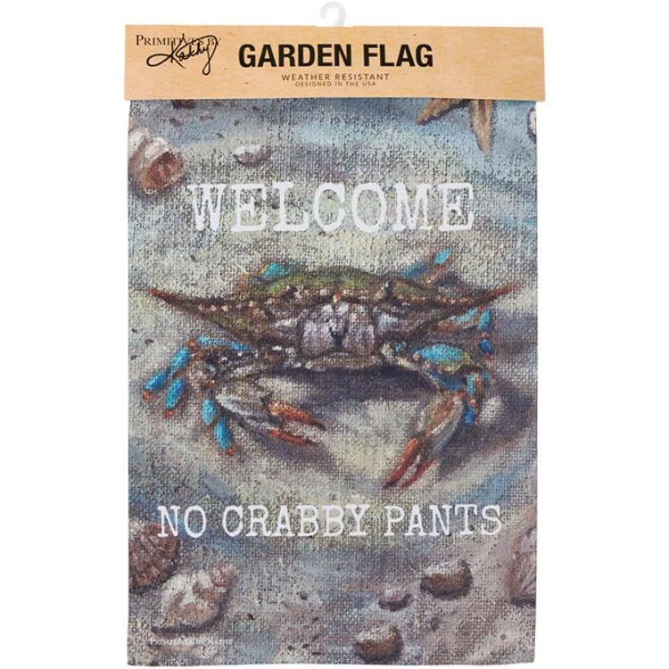 Primitives By Kathy Blue Crab Welcome Garden Flag