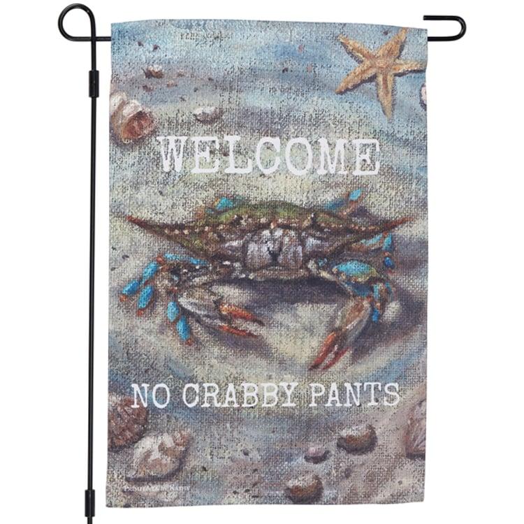 primitives by kathy Blue Crab Welcome Garden Flag