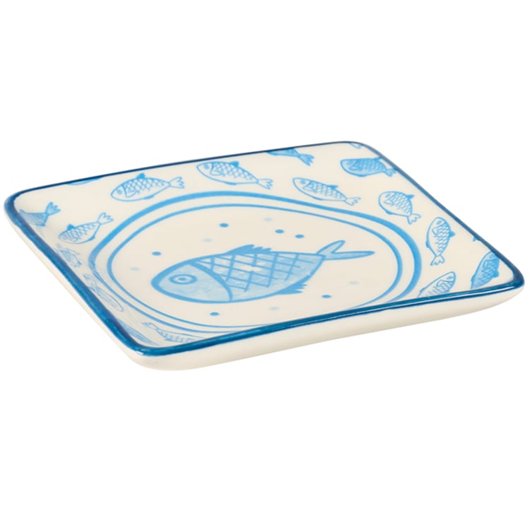 primitives by kathy Blue Fish Dessert Plate