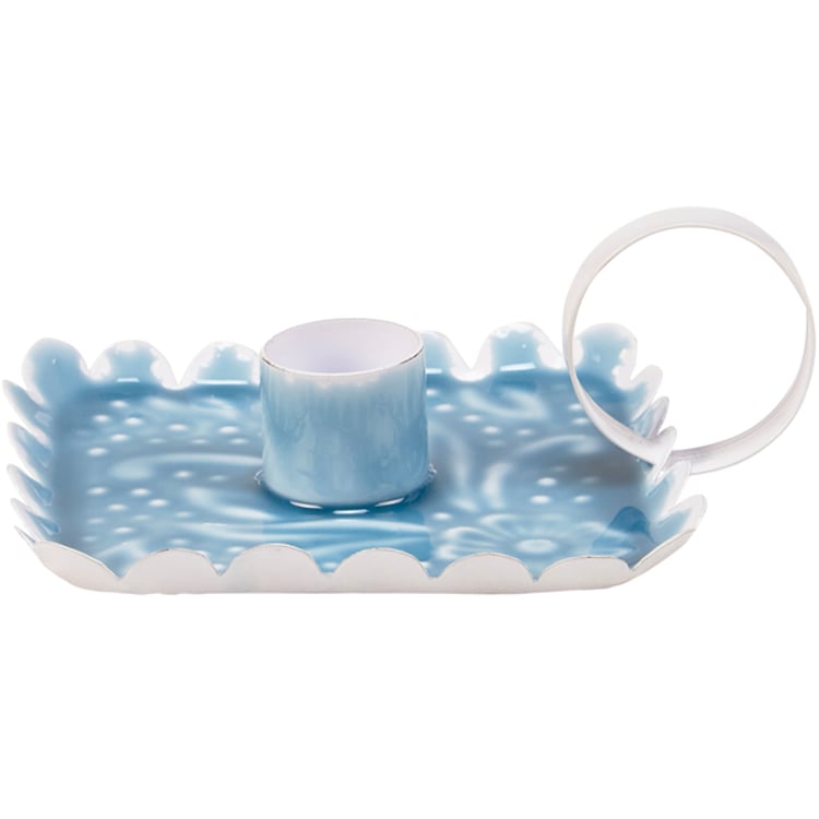 Primitives By Kathy Blue Floral Candle Holder