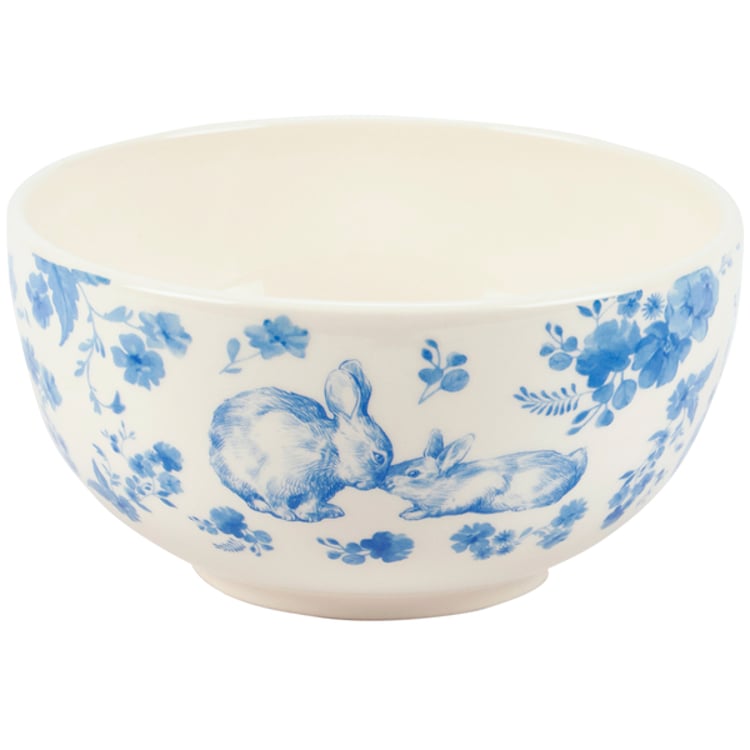 Primitives By Kathy Blue Floral Rabbit Bowl
