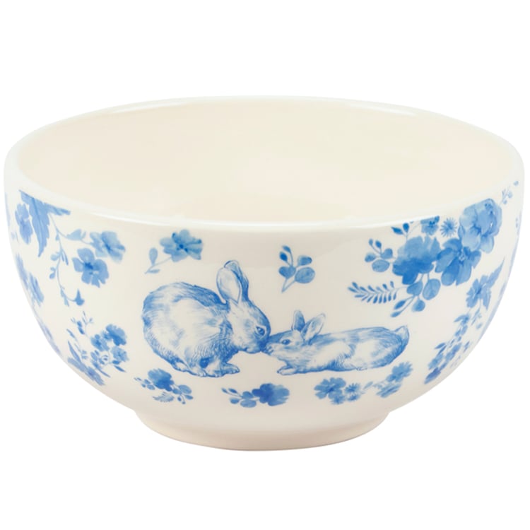 primitives by kathy Blue Floral Rabbit Bowl