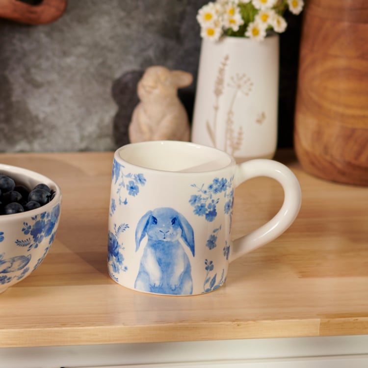 Primitives By Kathy Blue Floral Rabbit Mug