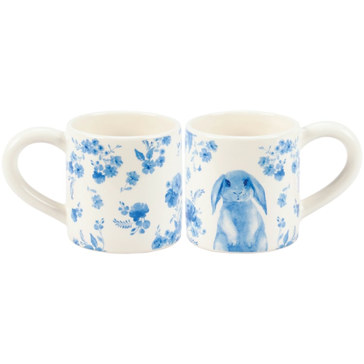 primitives by kathy Blue Floral Rabbit Mug