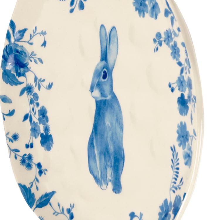 Primitives By Kathy Blue Floral Rabbit Salad Plate