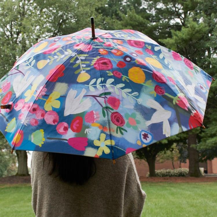 Primitives By Kathy Blue Floral Umbrella