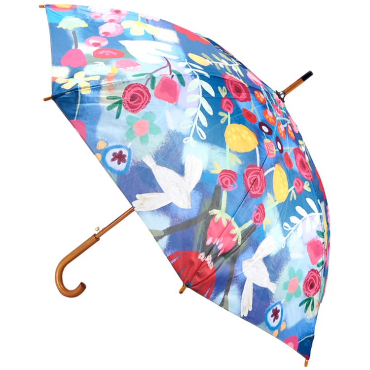 primitives by kathy Blue Floral Umbrella