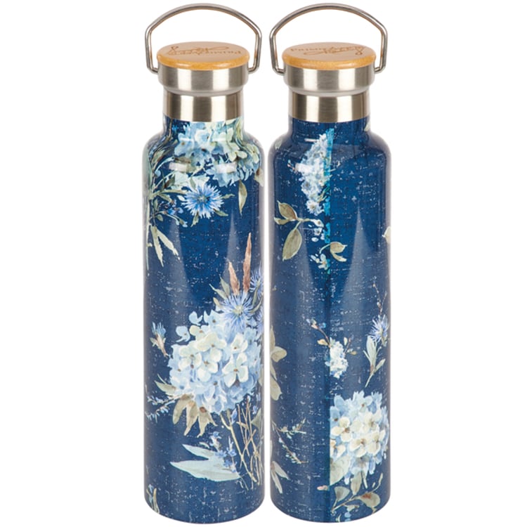 primitives by kathy Blue Florals Insulated Bottle