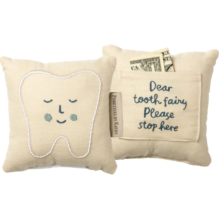 primitives by kathy Blue Tooth Fairy Pillow