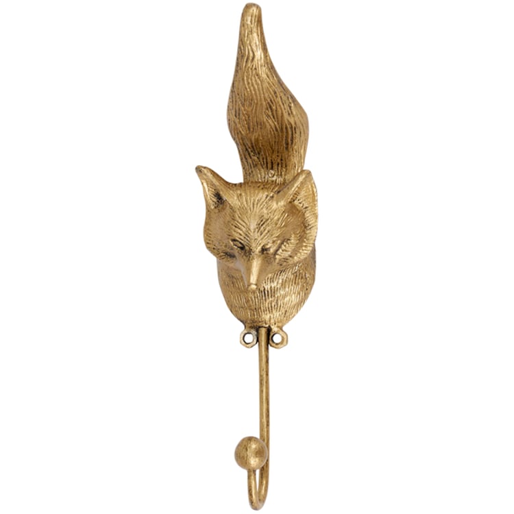 primitives by kathy Bronze Fox Wall Hook