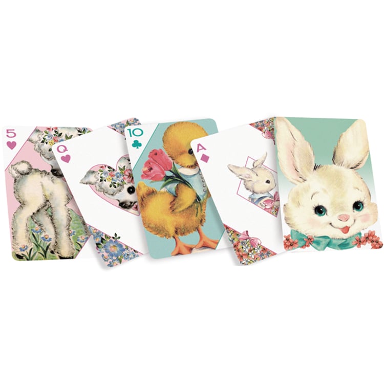 Primitives By Kathy Bunny Friends Playing Cards